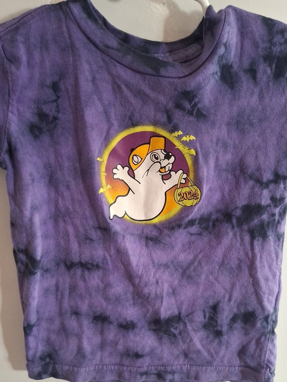 Bucees Purple Tie-Dye Ghost Graphic Kids Tee